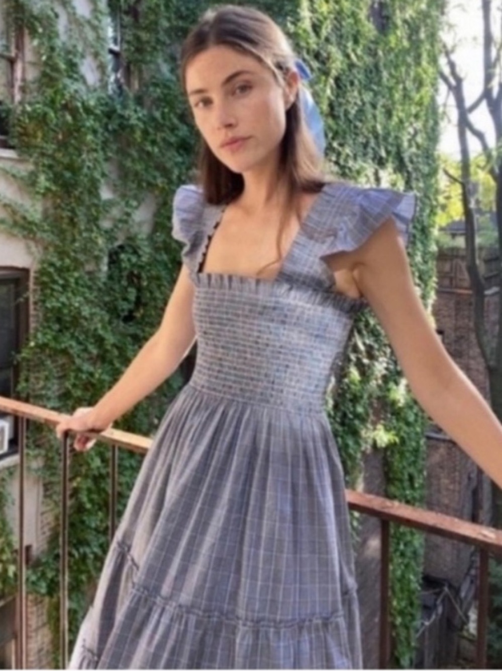Hill House Home Ellie Nap Dress Tai Check Gray and Blue Plaid Size Large - Picture 2 of 15